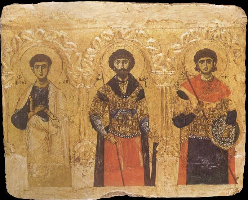 unknow artist The Apostle Phillip and the Saints Theodore and Demetrius Norge oil painting art